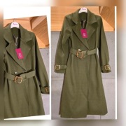 Flauszowy płaszcz militarny khaki premium italy NOWY 