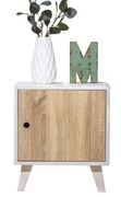 Stolik szafka nocna retro boho biały/dąb sonoma 