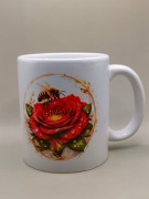 Kubek 330 ml Róża i Pszczoła | Prezent dla Mamy Kobiety Kwiatowy Wzór