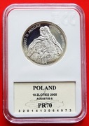 10 zł   2005 r -  August II   półpostać    GCN  PR 70 !!