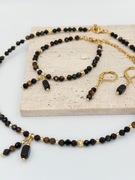 Komplet biżuterii handmade Turmalin Onyks Tygrysie oko