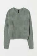 H&M__Oliwkowy prążkowany sweter__34/XS NIETRAFIONY PREZENT
