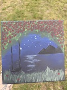 Obraz akryl na płótnie 20x20 góry morze handmade