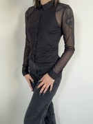 Czarna prześwitująca koszula z długim rękawem rozm. XS/S