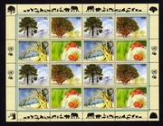 ONZ Nowy Jork 2010 - zagrożone gatunki, drzewa, Mi 1185-1188 w arkusiku