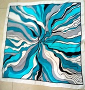 Chusta boho turkus jak witraż 100% jedwab silk typu Milanóweki 86 cm