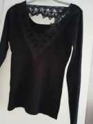 Nowy czarny sweterek z koronką na plecach r uniwer