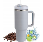 PRAOAHEI Kubek termiczny z rurką i uchwytem 1200 ml szary