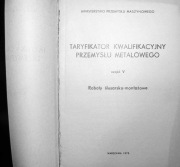 TARYFIKATOR KWALIFIKACYJNY ŚLUSARZ MONTER