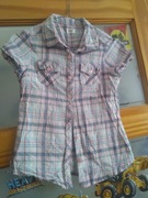 bluzka koszulowa dziewczęca krótki rękaw 146cm 