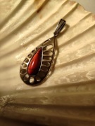 Piękny stara autorska zawieszka srebro Koral PRL design 