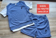 Komplet wafelkowy Shein koszulka krótki rękaw tshirt spodenki szorty 104