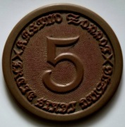 Wolne Miasto Gdańsk, Kasyno Sopot, żeton 5 guldenów  