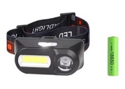 Latarka czołowa LED cob mocna akumulator 18650 ładowana USB-C 