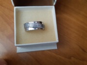 Pierścionek rodowany srebro 925 cyrkonie