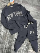 Nowy grafitowy komplet dres New York zestaw bluza + spodnie r. 152/158