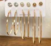 Zestaw kolczyków –6 par, złoty kolor