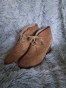 Nowe botki beżowe brązowe 38 scholl koturn skóra naturalna