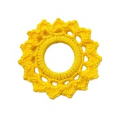 Serwetka na kółku szydełko żółta 8 cm ozdobny dodatek do scrapbookingu.