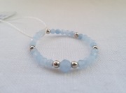 Pierścionek elastyczny Akwamaryn rękodzieło 