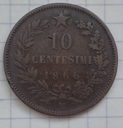#2802 Włochy 10 centesimi 1866 M