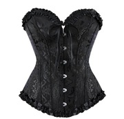 Wieczorowy czarny gorset sznurowany zapinany overbust z fiszbinami rozm S 
