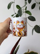 Kubek Japoński kot Maneki neko żółty, japoński styl, 330ml