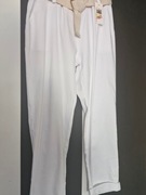 Spodnie białe damskie punto, guma, cygaretki z paskiem