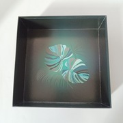 Pudełko ozdobne czarne zielone dekoracyjne box tacka 22 x 22 x 7,8 cm
