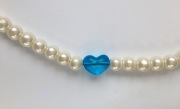 Naszyjnik z perełkami i sercem niebieskie diy