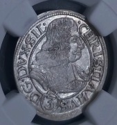 Śląsk, 3 krajcary 1668 Brzeg, Krystian Wołowski NGC MS63