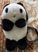 Plecak torebka panda puchaty materiałowy dziecięcy mały plecaczek