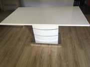 biały stół 160x90 rozkładany + 6 krzeseł ekoskóra