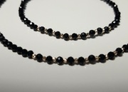 Naszyjnik i Bransoletka Czarny Turmalin Złoto 585 Kuleczki diamentowane