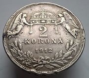 moneta srebrna Austro Węgry Franciszek Józef 2 Korony 1912 KB