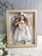 Pamiątka Chrztu Świętego Anioł Stróż w ramce 