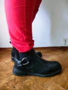 Czarne botki clara barson fezzik stylowe sztyblety z klamrą 42