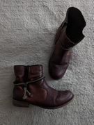 Wiśniowe eleganckie zasuwane buty botki kozaki Rieker 40