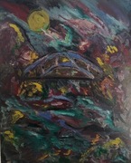 Obraz olejny na płótnie 40 50 most 