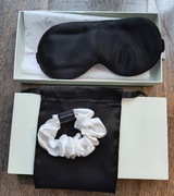 Opaska na oczy maska do spania jedwab silk 100% + gumka do włosów