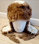 Nowa czapka uszatka futrzana futro jasna biała ecri damska okazja 