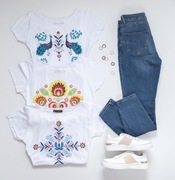 Nowy damski t-shirt biały M z ludowym nadrukiem polska produkcja