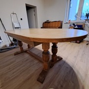 Stół z dębową podstawą, duży - rozkładany do 3m