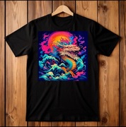 Koszulka czarna męska z nadrukiem Smoka rozmiar 2 XL