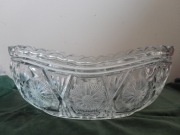 Duża misa gondola szkło vintage PRL 31 cm patera boho retro rozeta