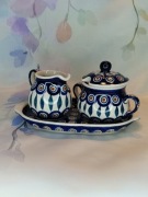 Komplet ceramiczny deserowy Bolesławiec ceramika Bolesławiec.