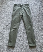 H&M L.O.G.G. spodnie chino męskie skinny fit stretch zielone khaki