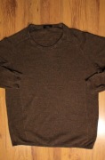 Sweter Selected Homme r. XL brązowy bawełniany okrągły dekolt cienki