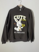 Bershka bluza damska z kapturem „Cute Mood” brązowa | nowa z metką | S