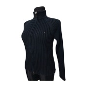 *III0 Damski sweter Tommy Hilfiger M cawełna prążki golf 